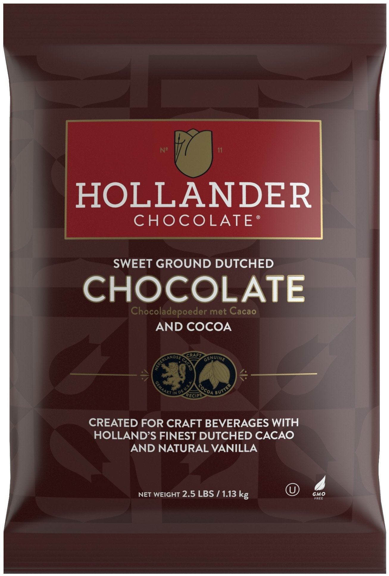 Hollander Barista Chocolate Powder Collection Chocolate Powder Hollander Sweet Ground Dutched Chocolate single 2.5 lb bag