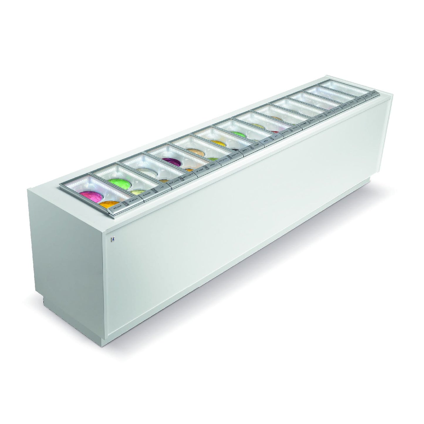 IFI Panorama Gelato Display Case Gelato Equipment IFI PANORAMA COUNTER W/RESERVE - 10 TUBS (L 2000)