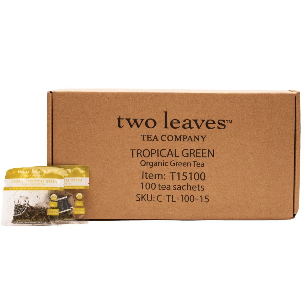 Two Leaves and a Bud Organic Tea - Tropical Green Tea Two Leaves Tropical Green (Organic) case of 100 bags
