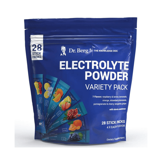 Dr. Berg Sugar Free Electrolytes Powder Packets - Travel Size Hydration Electrolyte Drink Mix - Boost Energy & Keto-Friendly - No Sugar & No Maltodextrin - 7 Flavors 28 Stick Pack