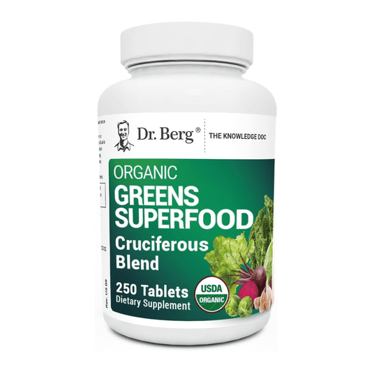 Dr. Berg's Greens Superfood Cruciferous Vegetable Tablets - Vegetable Supplements for Adults w/ 11 Phytonutrient Super Greens Tablets - Energy, Immune System & Liver Veggie Tablets - 250 Tablets