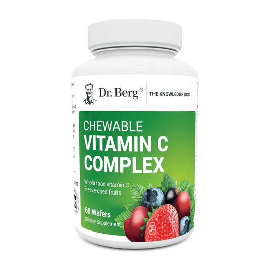 Dr. Berg's Vitamin C Complex Whole Food (60 Chewable) 100% Natural Vitamin C from Just 4 Berries, Non-GMO