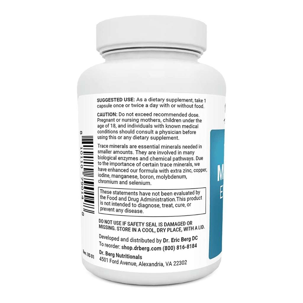 Dr. Berg Trace Minerals Enhanced Complex - Complete with 70+ Nutrient-Dense Health Minerals - Made w/Natural Ingredients - Dietary Supplements - 60 Capsules