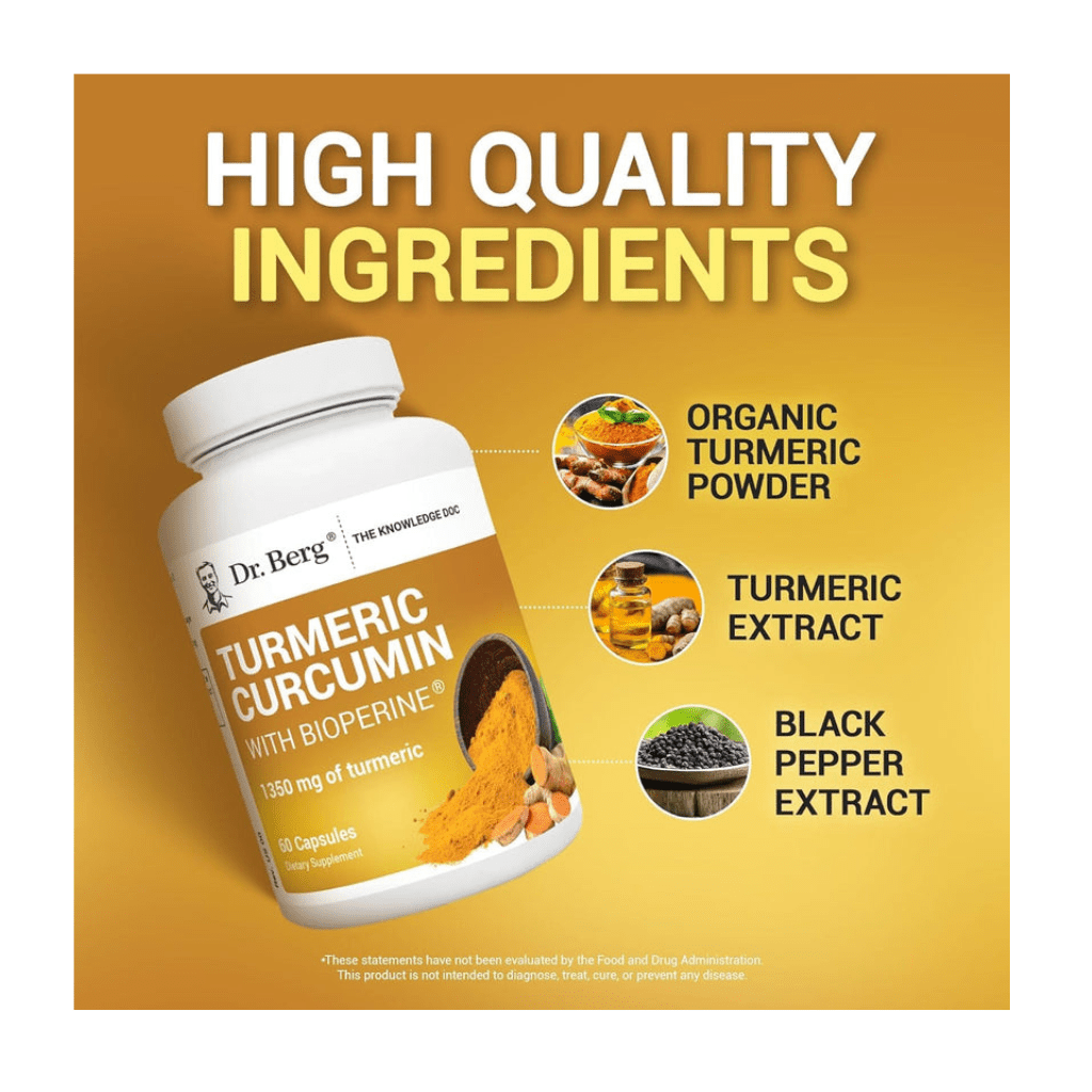 Dr. Berg (Only 2 Per Day) Turmeric Supplement with Black Pepper - 1350mg Turmeric Capsules with 95% Curcuminoids - Turmeric Curcumin with Bioperine - 60 Capsules