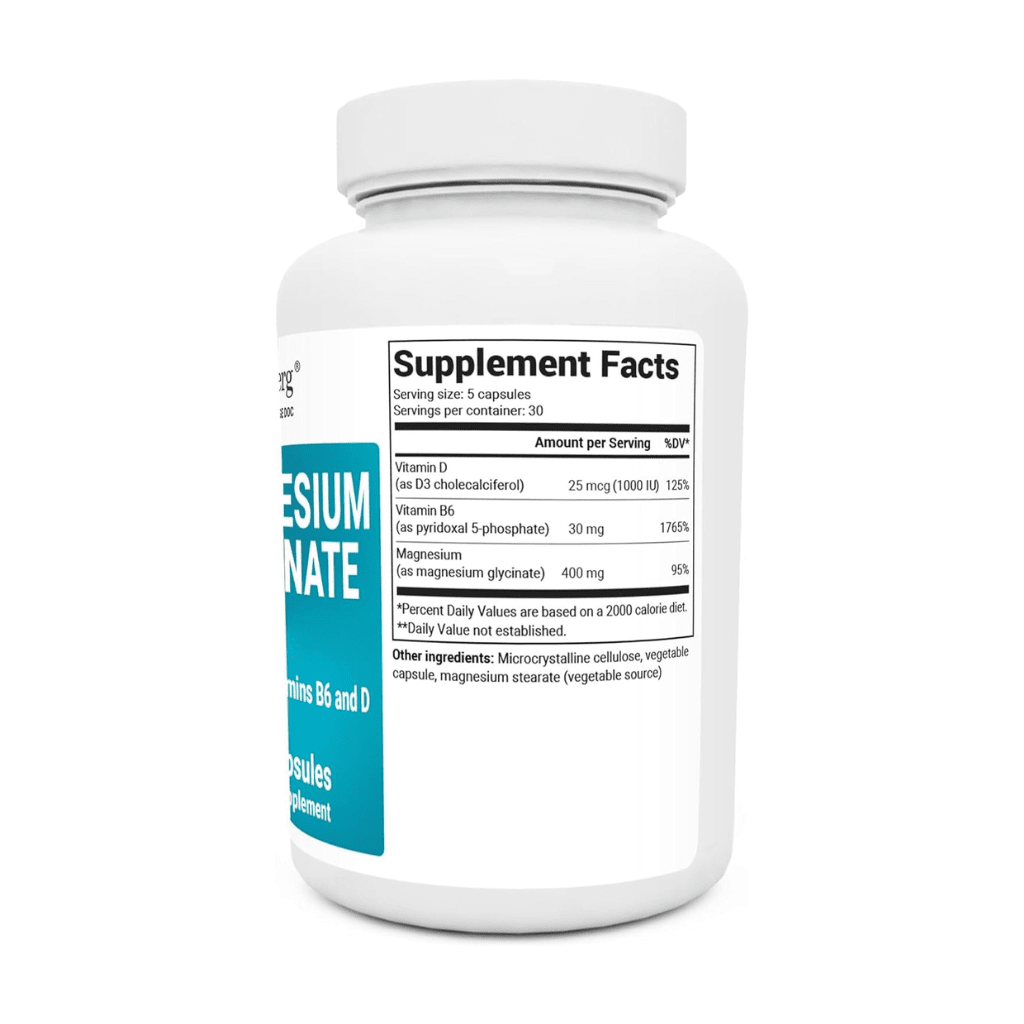 Dr. Berg's Magnesium Glycinate 400mg - Fully Chelated Veg Capsules for Stress, Calm, Relaxation & Sleep Support w/Vitamin D & B6-150