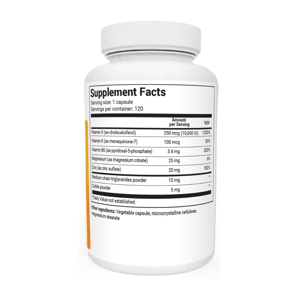 Dr. Berg's Vitamin D3 K2 Supplement w/MCT Oil - Includes 10,000 IU of Vitamin D3, 100 mcg MK7 Vitamin K2, Purified Bile Salts, Zinc & Magnesium for Ultimate Absorption - 120 Capsule