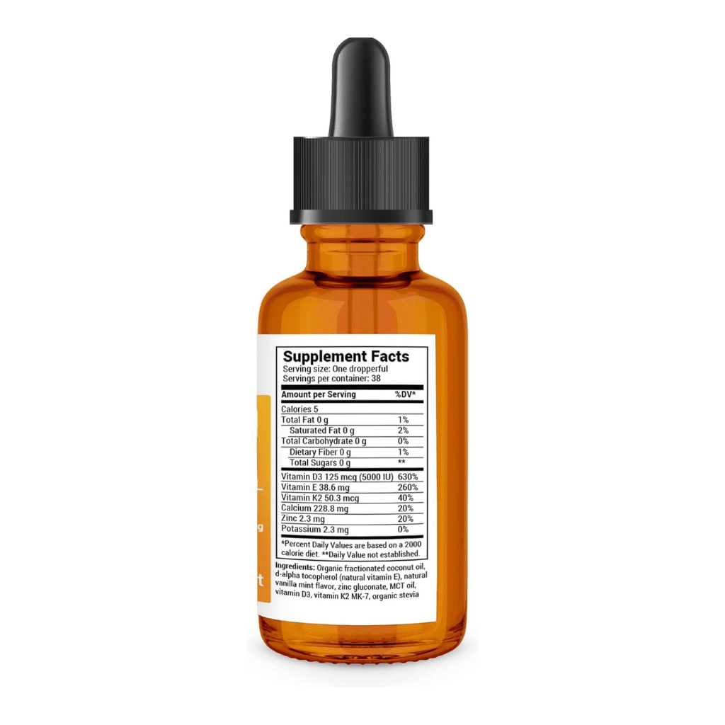 Dr. Berg Liquid Vitamin D3 & K2 Supplement - For Bone, Teeth, Mood & Immune Health - Vitamin D3 & K2 Drops for Adults - 1 fl oz