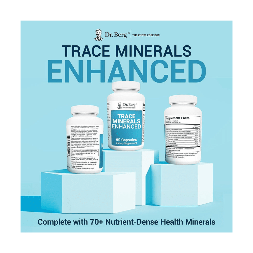 Dr. Berg Trace Minerals Enhanced Complex - Complete with 70+ Nutrient-Dense Health Minerals - Made w/Natural Ingredients - Dietary Supplements - 60 Capsules