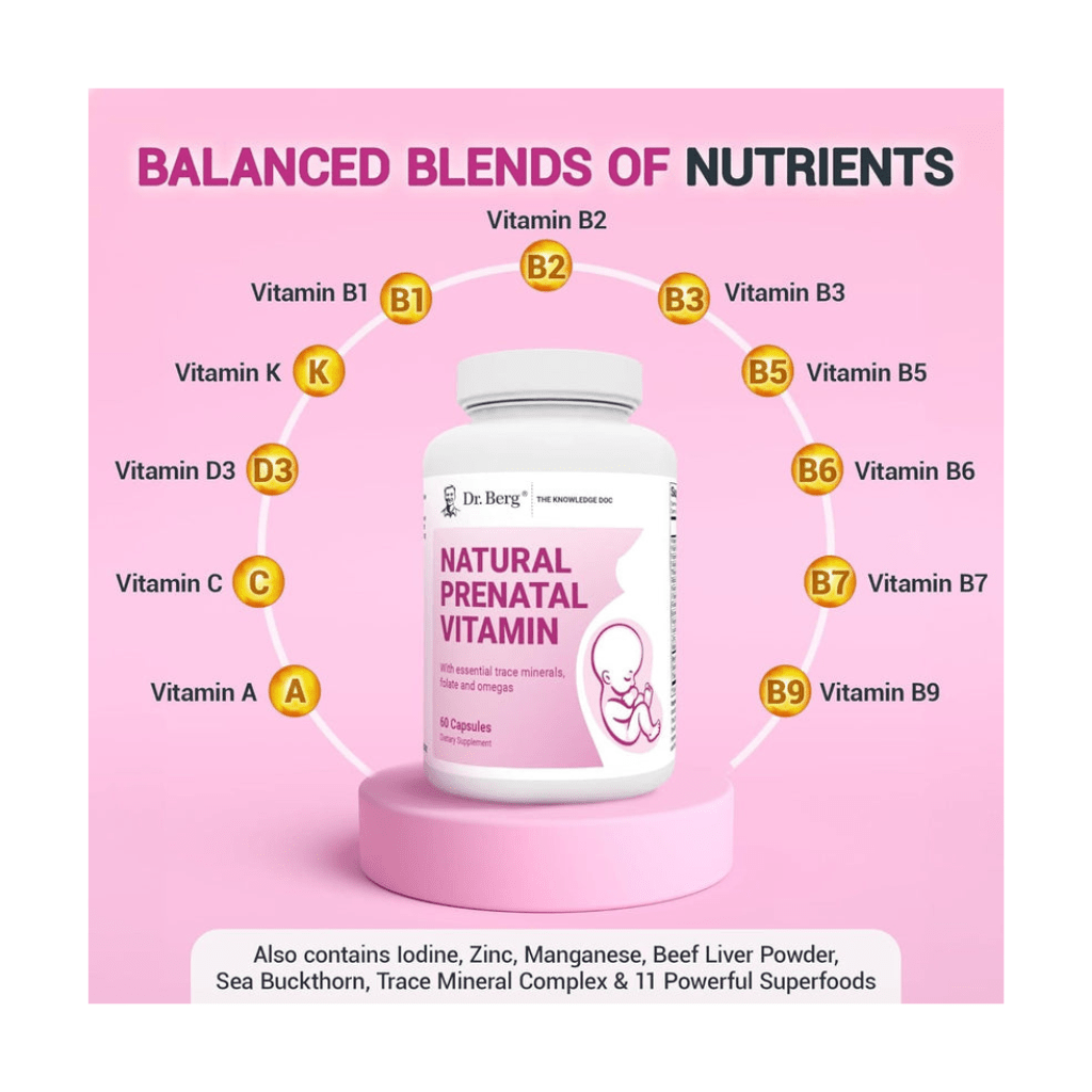 Dr. Berg Natural Prenatal Vitamins for Women (Pregnant & Nursing) - Prenatal Vitamins with Folic Acid, Vitamins, Minerals, Omegas, &11 Powerful Superfoods - Womens Prenatal Multivitamin - 60 Capsules