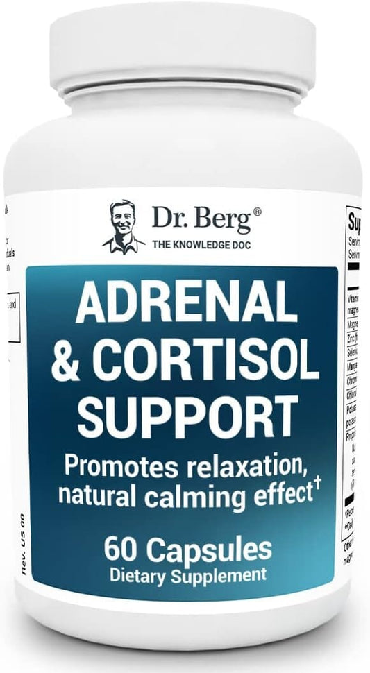 Dr. Berg Adrenal & Cortisol Capsules - Adrenal Supplement & Cortisol Manager - Mood, Focus, Relaxation and Stress Support - Adrenal Fatigue Supplements w/Ashwagandha Extracts - 60 Capsules Solo