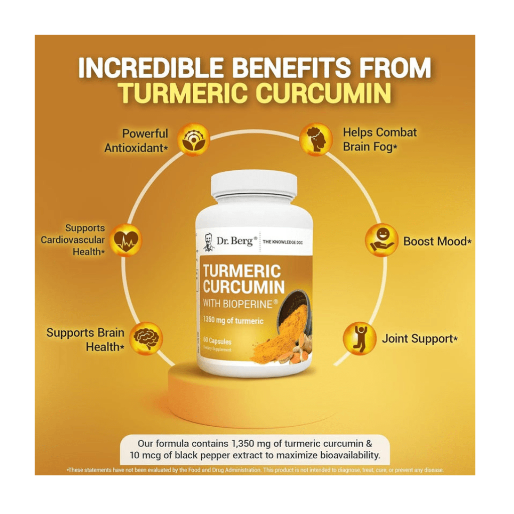 Dr. Berg (Only 2 Per Day) Turmeric Supplement with Black Pepper - 1350mg Turmeric Capsules with 95% Curcuminoids - Turmeric Curcumin with Bioperine - 60 Capsules