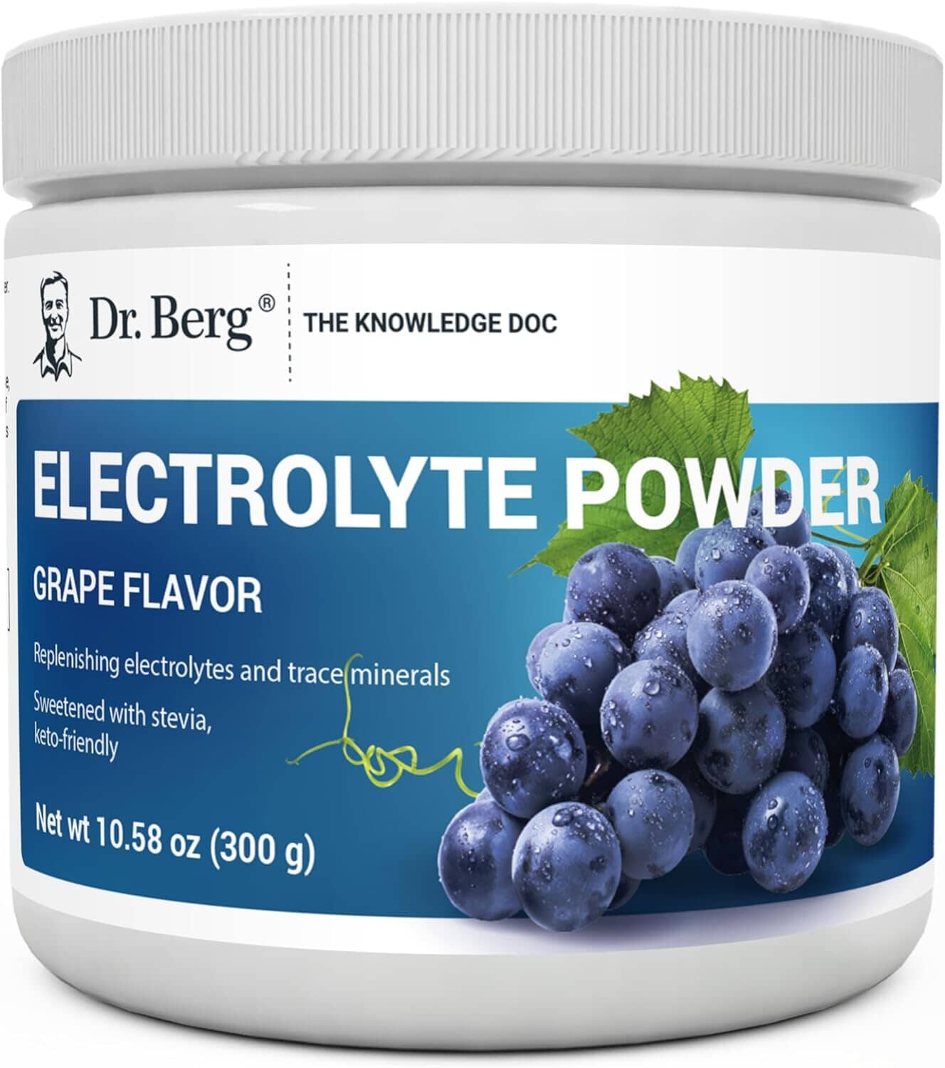 Dr. Berg Zero Sugar Hydration Keto Electrolyte Powder - Enhanced w/ 1,000mg of Potassium & Real Pink Himalayan Salt (NOT Table Salt) - Grape Flavor Hydration Drink Mix Supplement - 50 Servings