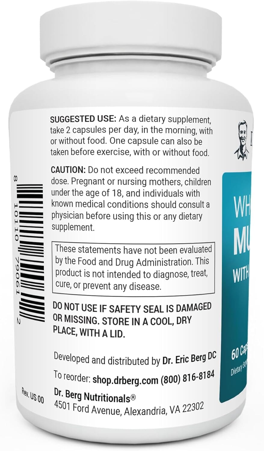 Dr. Berg Whole Food Multivitamin with Minerals - Daily Multivitamin for Men and Women - Includes Premium Whole Food Fruits and Vegetable Blend with Folate, Alpha-lipoic Acid and More - 60 Capsules