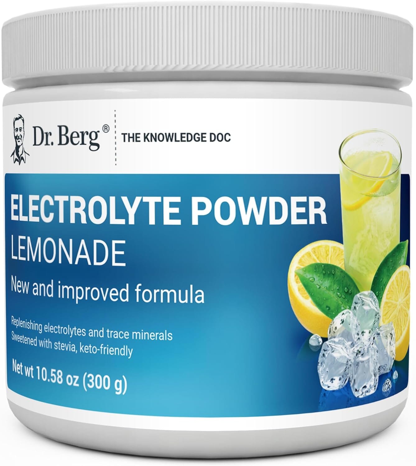 Dr. Berg Zero Sugar Hydration Keto Electrolyte Powder - Enhanced w/ 1,000mg of Potassium & Real Pink Himalayan Salt (NOT Table Salt) - Lemonade Flavor Hydration Drink Mix Supplement - 50 Servings