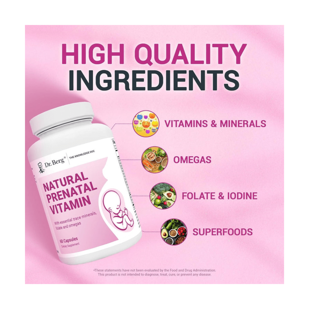 Dr. Berg Natural Prenatal Vitamins for Women (Pregnant & Nursing) - Prenatal Vitamins with Folic Acid, Vitamins, Minerals, Omegas, &11 Powerful Superfoods - Womens Prenatal Multivitamin - 60 Capsules